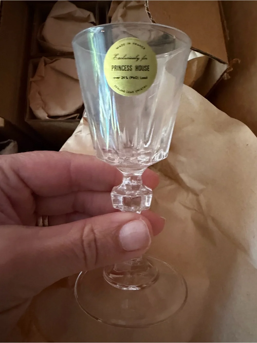 NIB- Princess House Clear Crystal Wine Glasses (small) Set of 8